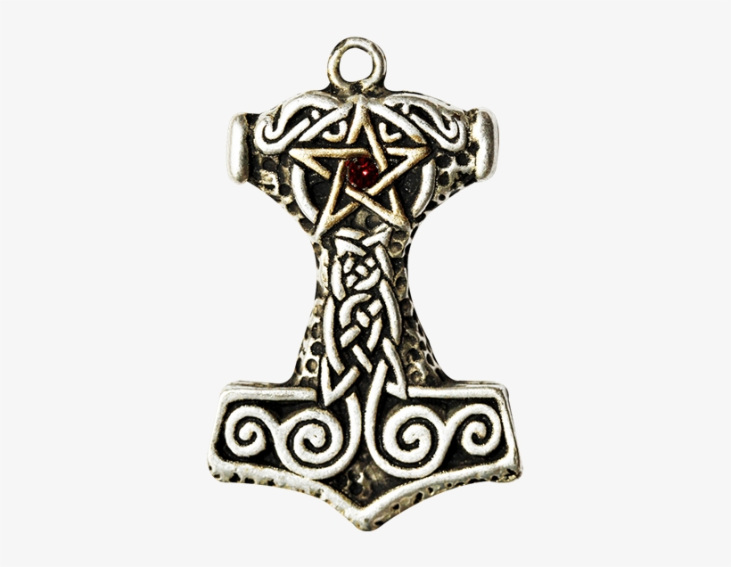 Ornate Thor's Hammer Necklace - Zeckos Thor`s Hammer Pewter Pendant Pentacle Talisman, transparent png download