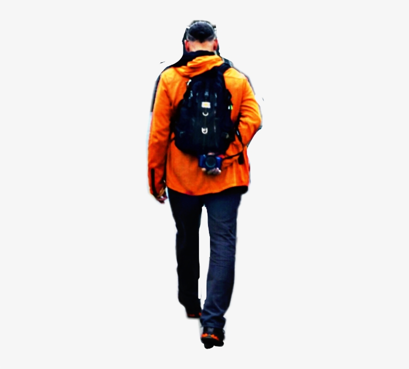 Man Walking Away Orange Jacket - Man, transparent png download