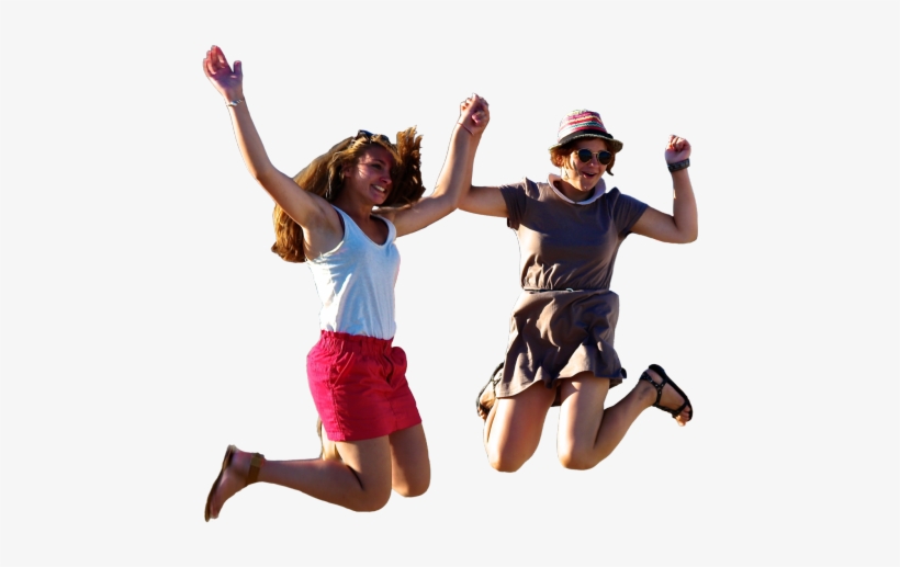 Women Jumping And Holding Hands - Jumping, transparent png download