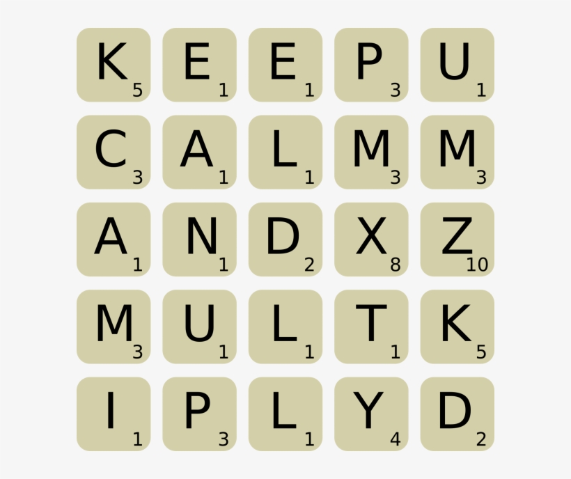 5 By 5 Grid Of Scrabble Tiles Reading "k E E P U C - Illustration, transparent png download