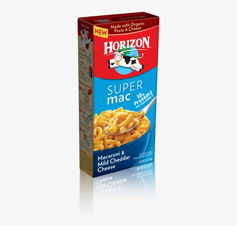 Organic Wheat Macaroni, Organic Cheddar - Horizon Super Mac Macaroni & Mild Cheddar Cheese,, transparent png download
