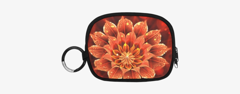 Red Dahlia Fractal Flower With Beautiful Bokeh Coin - Ketubahandjudaica Rivet Shoulder Leather Handbag Roses, transparent png download