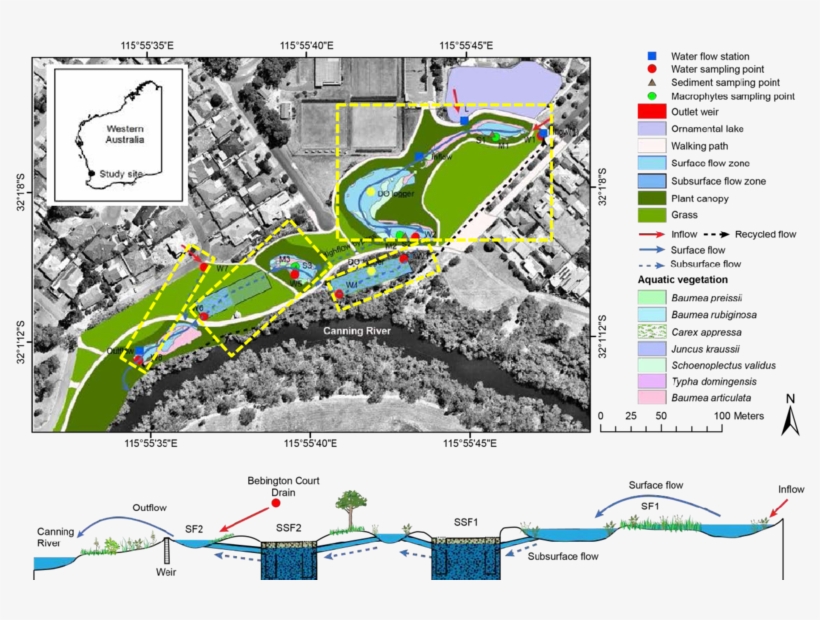 Map Of The Wharf Street Constructed Wetland Indicating - Wharf Street Wetland, transparent png download