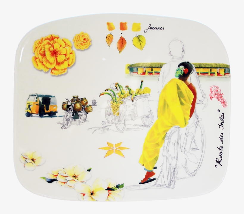 1 Organic Square Plate, Medium - Gien Route Des Indes Gourmet Platter, Medium, transparent png download