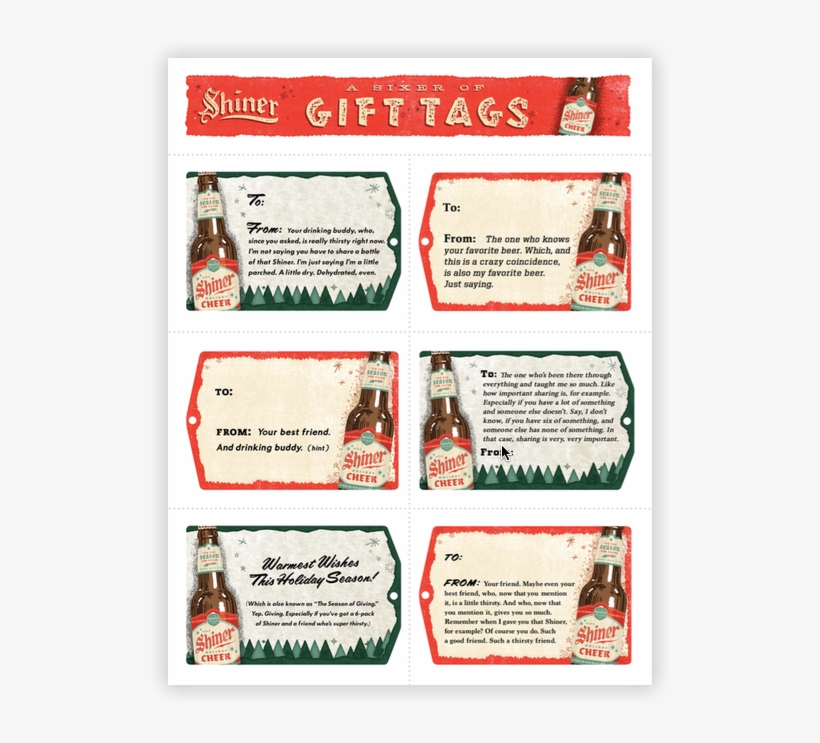 Print 'em Yourself Shiner Gift Tags - Document, transparent png download