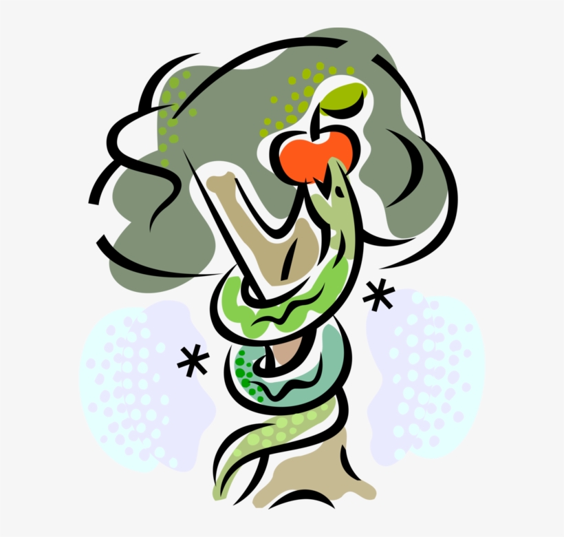 Adam And Eve With Snake And Forbidden Fruit - Forbidden Fruit, transparent png download