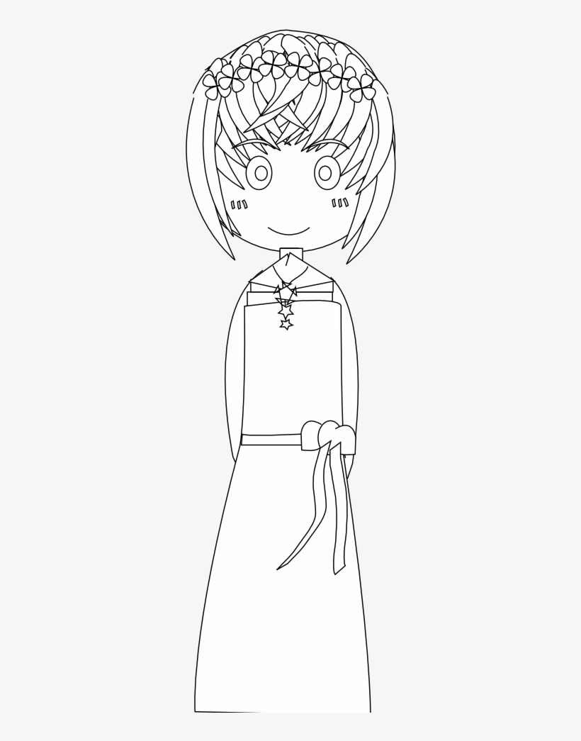 Anime Character Art 34 Black White Line Art 555px - Illustration, transparent png download