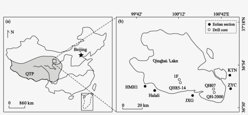 Location Of Qinghai Lake (a) And The Study - Diagram, transparent png download