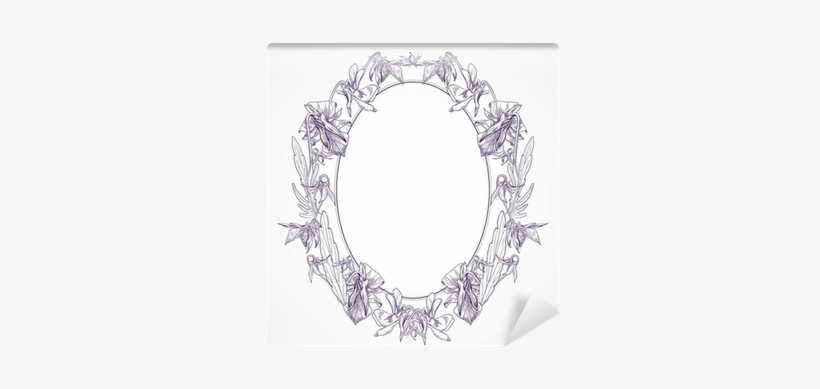 Vector Vintage Oval Frame Made Of Pansies Wall Mural - Stock Illustration, transparent png download