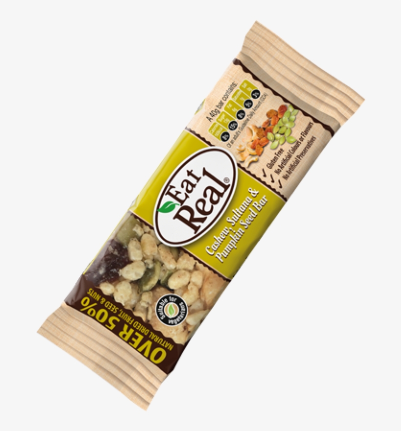 Eat Real Cashew, Sultana & Pumpkin Seed Bar - Eat Real Fruit & Nut Milk Chocolate Bar, transparent png download