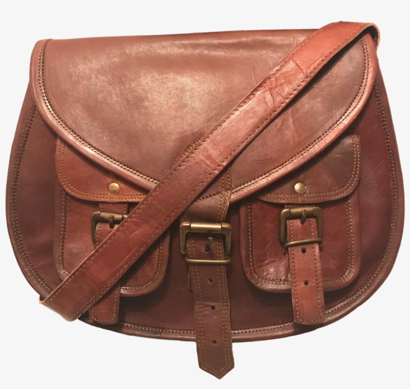 Vintage Distressed Brown Leather Saddle Bag Hand Made - Handbag, transparent png download