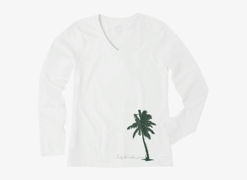 Women's Palm Tree With Lights Long Sleeve Crusher Vee - Long-sleeved T-shirt, transparent png download
