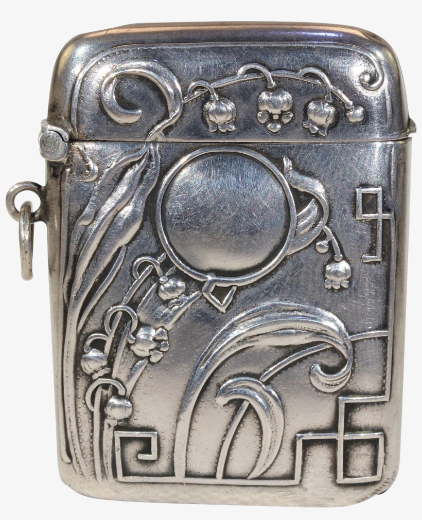 Art Nouveau German Silver Pendant Match Safe Lily Of - Silver, transparent png download