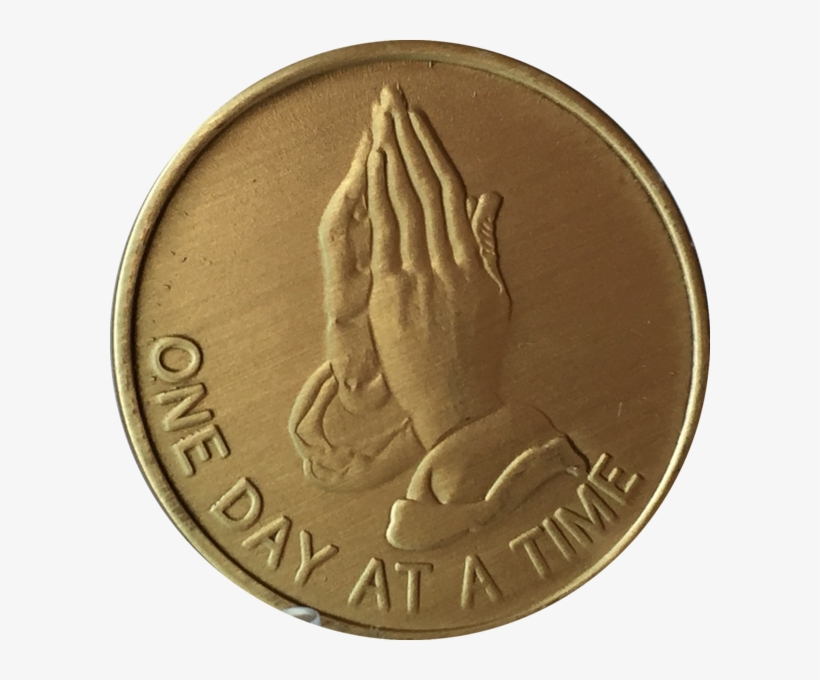 Praying Hands One Day At A Time Serenity Prayer Bronze - Praying Hands One Day At A Time 1" Key Chain With Matching, transparent png download