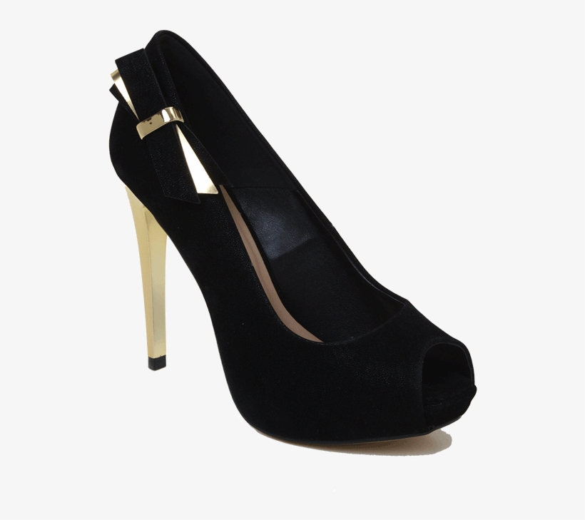 Cecconello Black Peep Toe Stilettos With Side Bow Raffinee - Basic Pump, transparent png download