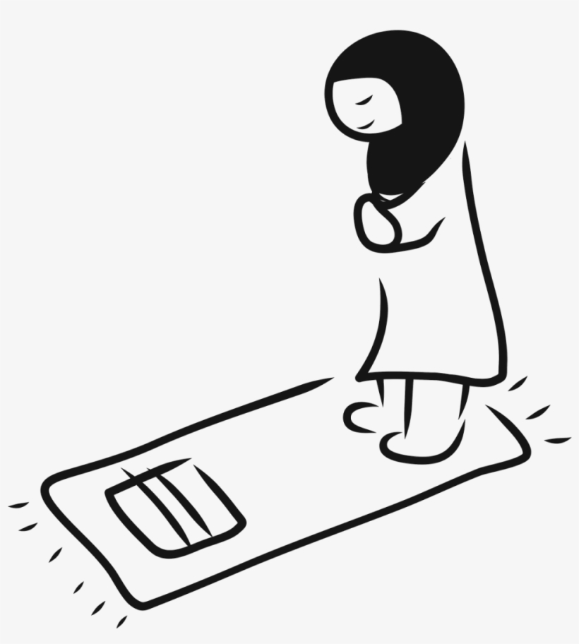 Are The Prayer Positions Different For Women Than Men - Muslim Praying Cartoon Black And White, transparent png download