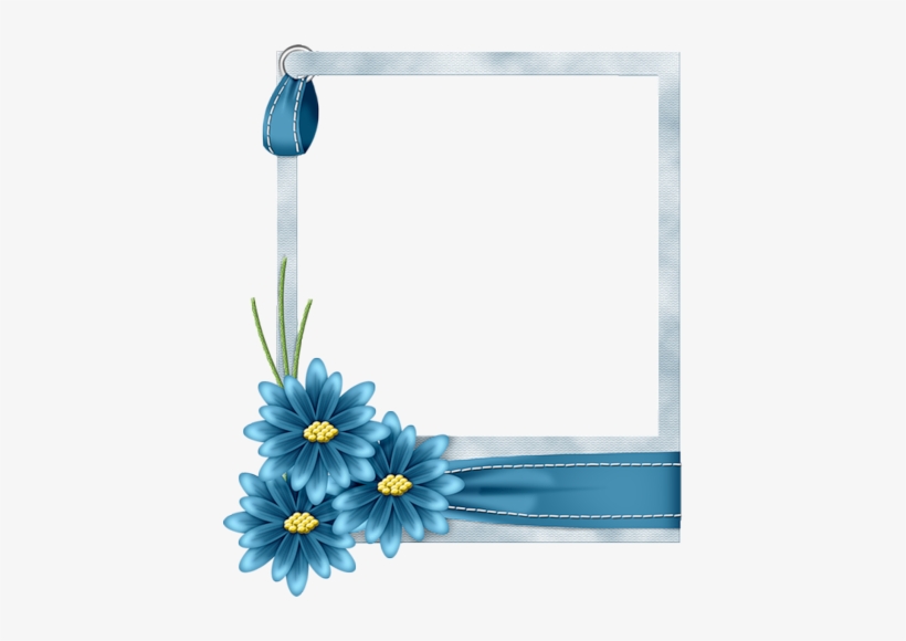Png Çerçeveli Çiçekleri Gifleri I - Blue Floral Frame Png, transparent png download