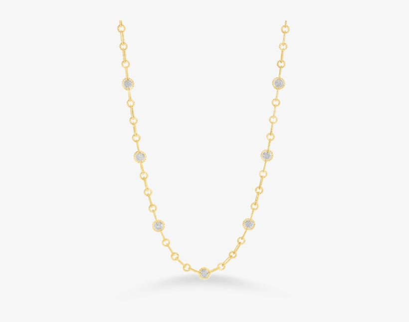 Roberto Coin Necklace With 7 Round Diamond Stations - Zoe Chicco Station Necklace White Gold Diamonds, transparent png download
