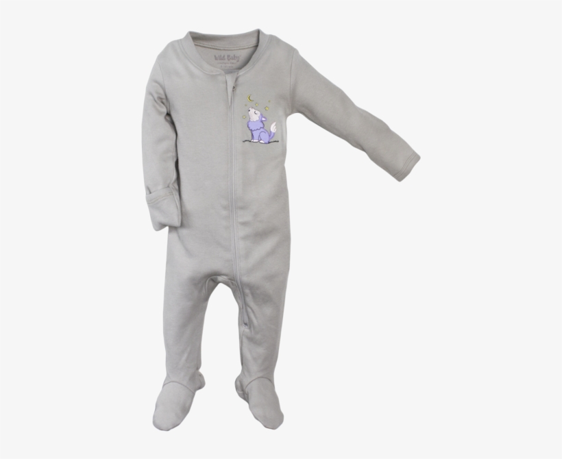 Organic Cotton Zipper Footie - Embroidery, transparent png download