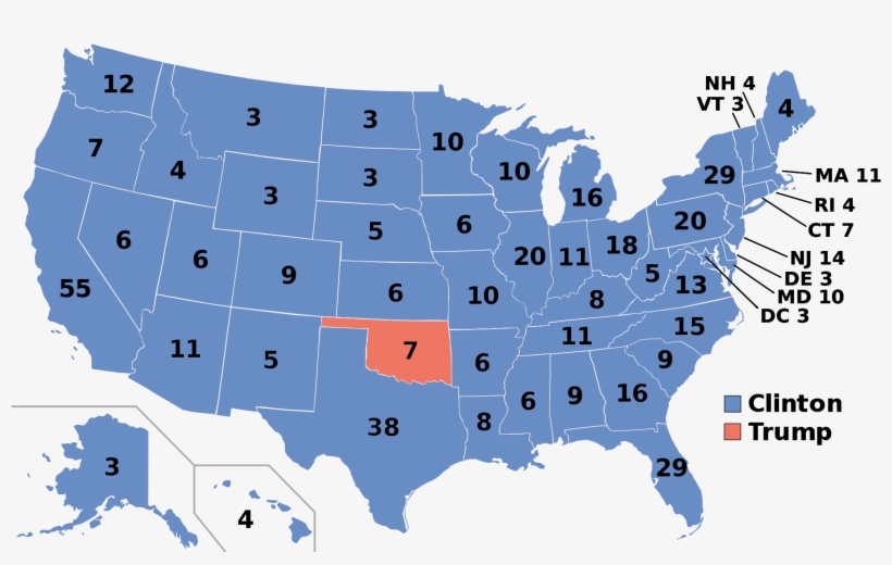 Blue Denotes States Won By Clinton/kaine, Red Denotes - Election Of 1936, transparent png download