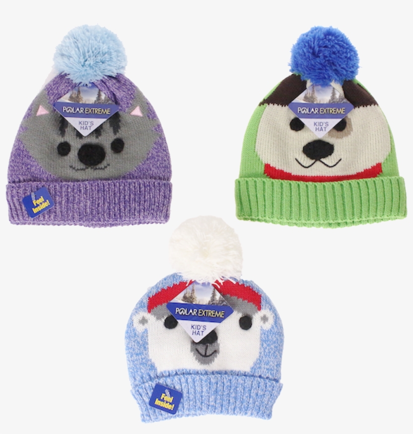 Winter-hats Kids Polar Extreme Fleece Lined Pom Animal - Beanie, transparent png download