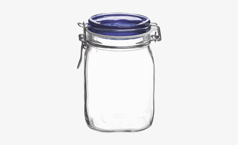 Vintage Glass Jar For Fermenting Milk Kefir 1000ml - Bormioli Rocco Fido Square Jar With Blue Lid 3334ounce, transparent png download