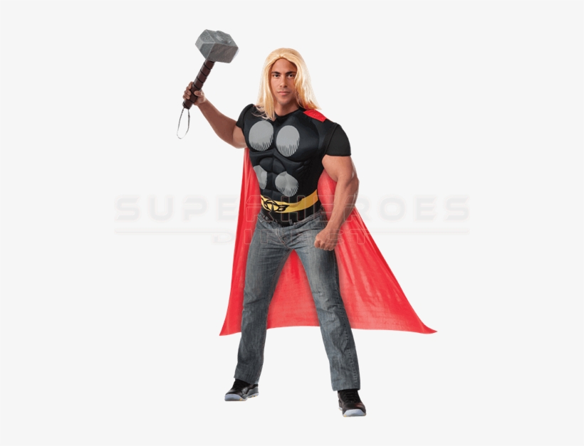 Adult Deluxe Thor Costume Top With Cape - Thor Costume, transparent png download