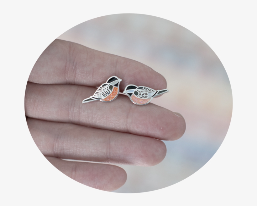 Enamel Chickadee Earrings, transparent png download