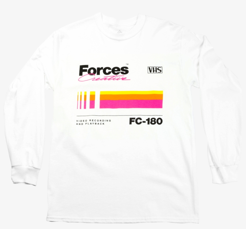 Image Of Vhs White Long Sleeve T-shirt - Long-sleeved T-shirt, transparent png download
