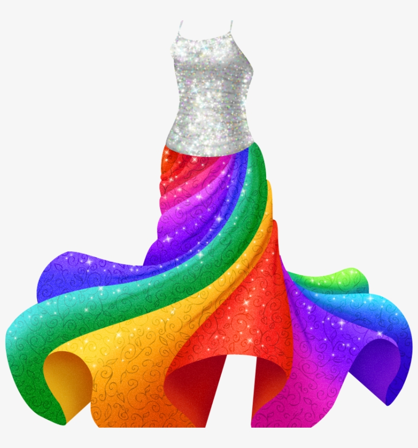 Sparkly, Twirly Rainbow Dress - Rainbow Dress Long, transparent png download