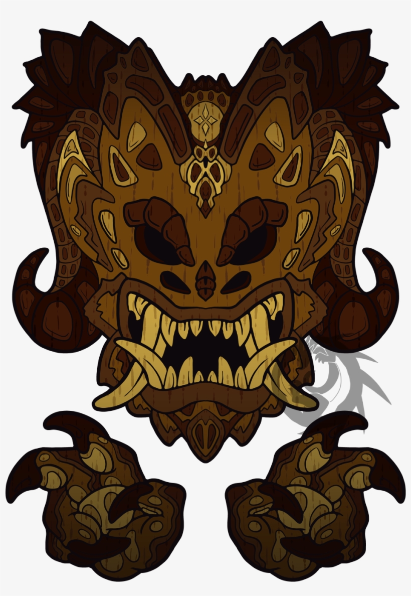 Wooden Tribal Dragon Mask - Tribal Dragon Mask, transparent png download