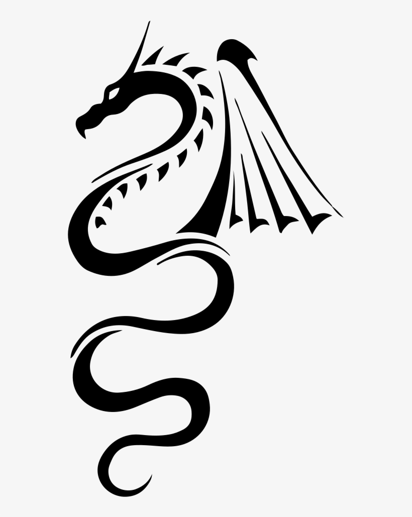 Tribal Dragon - Girly Dragon Black Tattoo, transparent png download