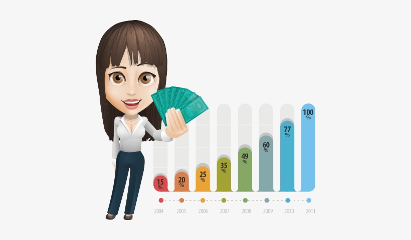 Woman Holding Money - Business Woman Illustration Free, transparent png download