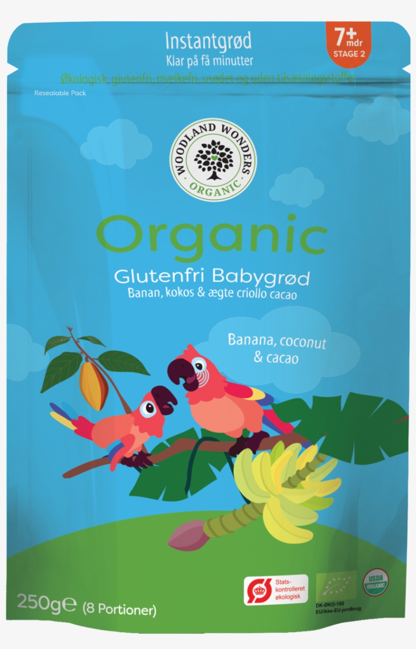 Økologisk Babygrød Med Banan & Kakao - Woodland Barnegrøt M/sviske, Kokos Og Blåbær, transparent png download