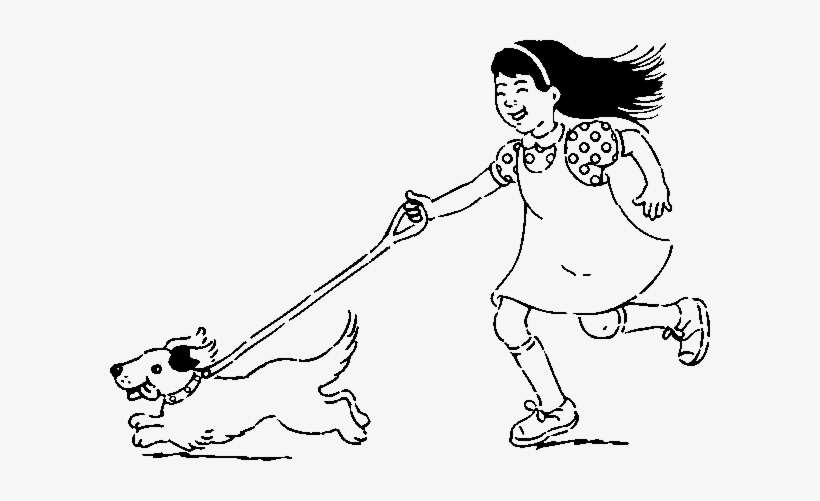 Girl Walking Dog - Animated Girl And Dog, transparent png download