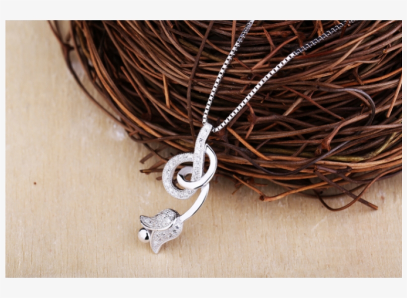 Woman Fashion Silver Hanging Rose Design Pendant N-01s - Locket, transparent png download