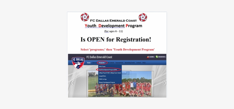 Youth Development Programs Now Open For Registration - Fc Dallas, transparent png download