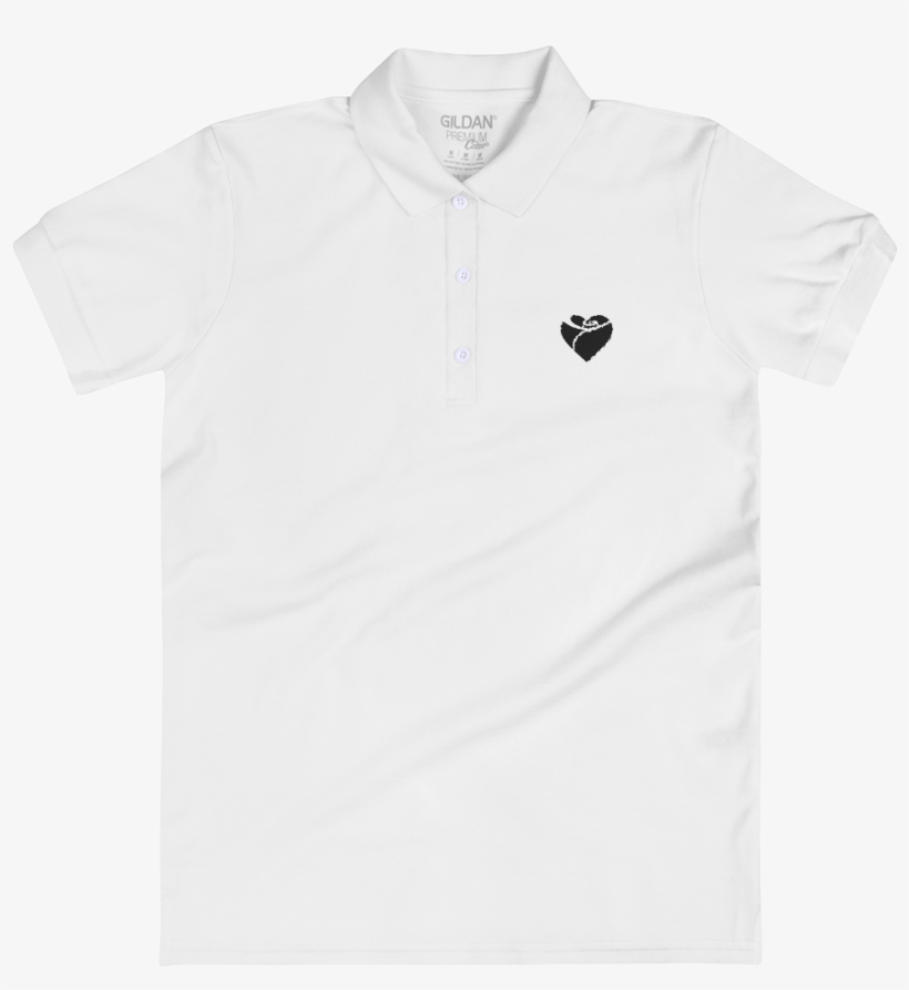 Image Of Women White Polo Shirt And Black - Polo Shirt, transparent png download
