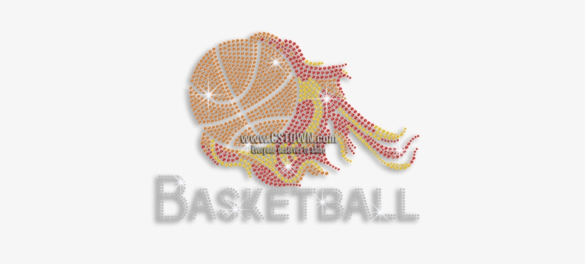 Shiny Basketball On Fire Iron-on Rhinestone Transfer - Graphic Design, transparent png download