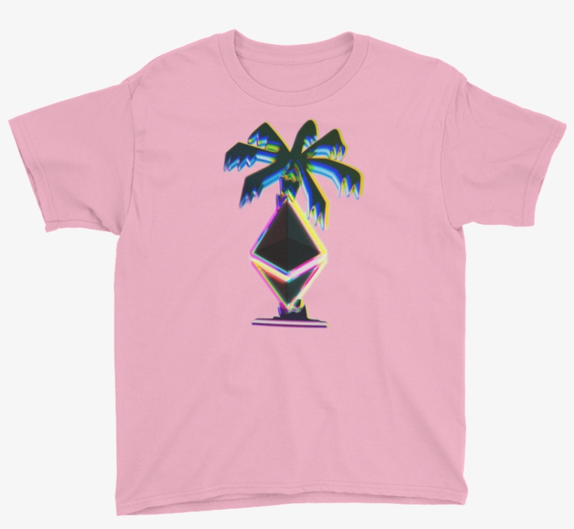 3d Ethereum Palm Tree Youth Short Sleeve T-shirt - Shirt, transparent png download