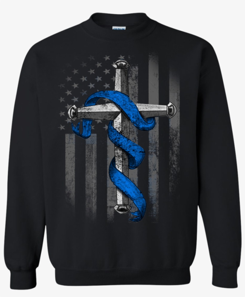 Thin Blue Line Cross Sweatshirt - Yosemite Park T-shirts, transparent png download