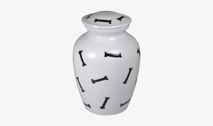 Bones Black & White Dog Urn 6" Pet Cremation Urns - Memorial Urns, transparent png download