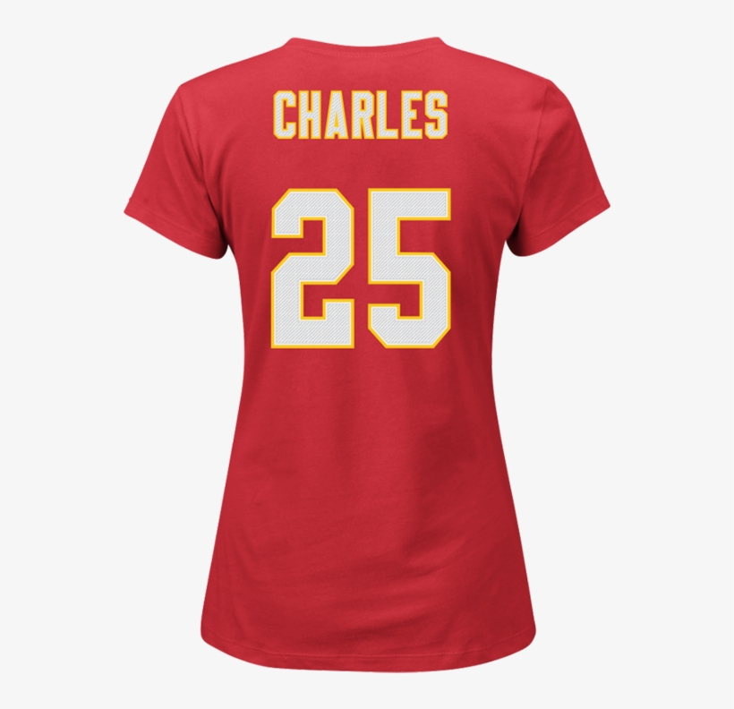 Jamaal Charles Kansas City Chiefs Womens Red Fair Catch - T-shirt, transparent png download