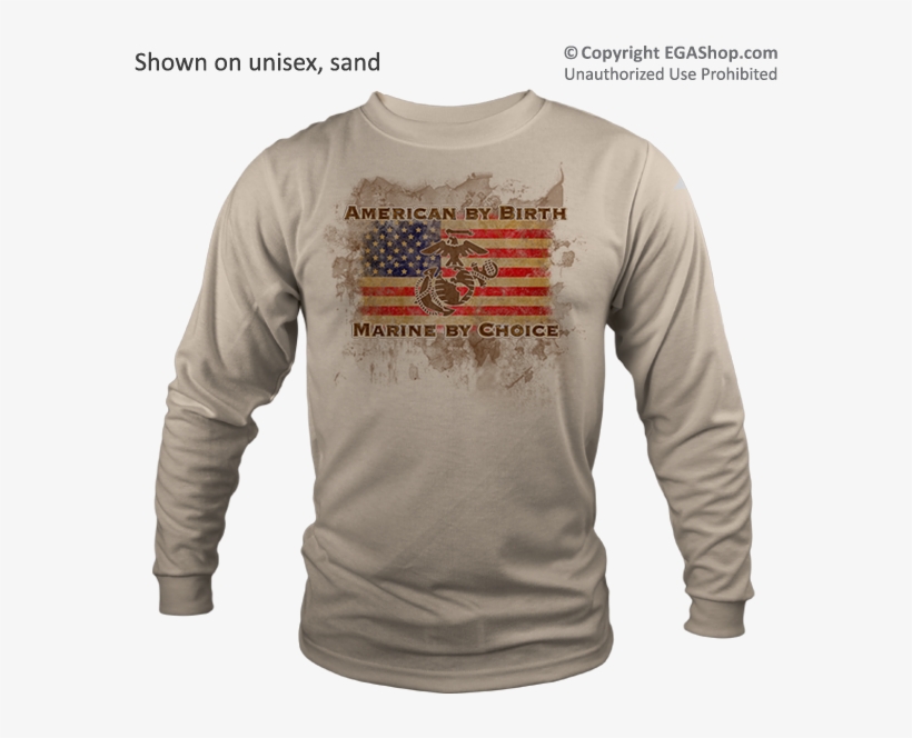 This Grunge Design Reads "american By Birth, Marine - Shirt, transparent png download