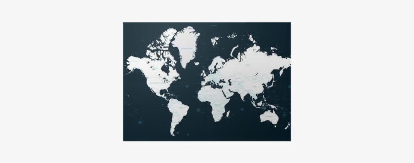 High Detail Political World Map On A Dark Background - World Map, transparent png download