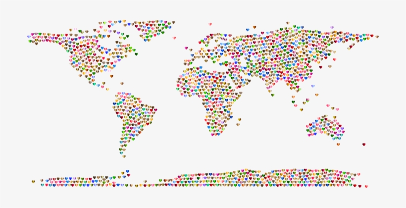 World Map Globe - World Map With Hearts, transparent png download