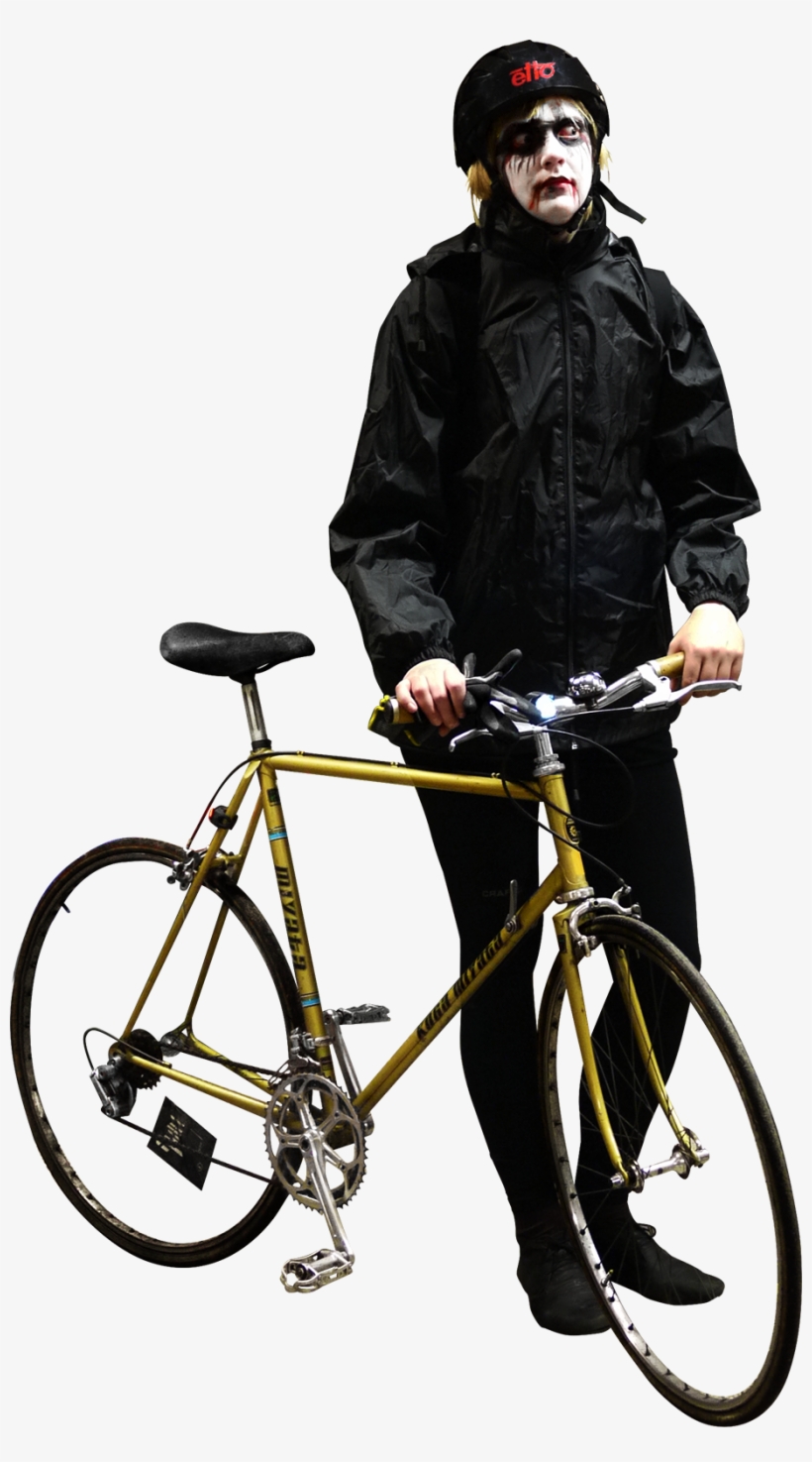 J With Her Nice Golden Miyata After Participating In - Photoshop People Png Bike, transparent png download