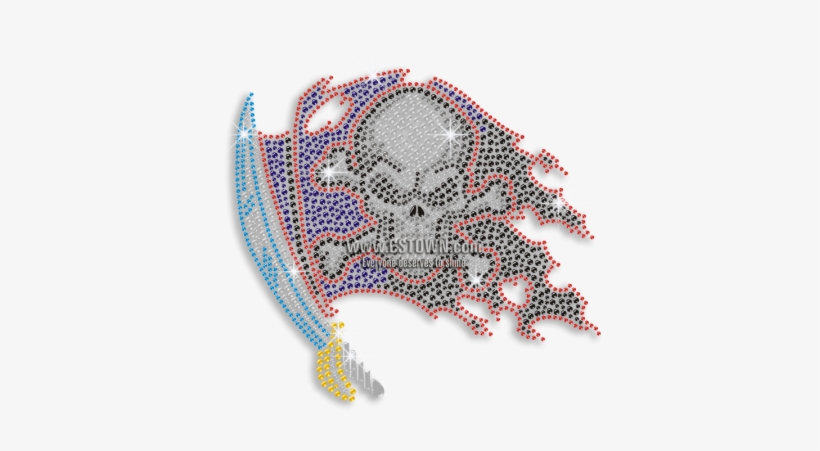 Cool Pirate Flag Sword Rhinestone Nailhead Hotfix Transfer - Hotfix, transparent png download
