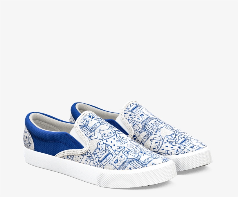 60610 1371 902 Catparty Sebastiangomezdelatorre Whiteblue - Slip-on Shoe, transparent png download