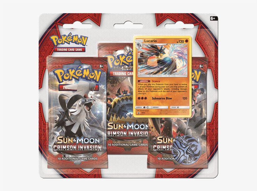 Pokemon Sun & Moon Crimson Invasion 3-pack Booster - Lucario Crimson Invasion, transparent png download